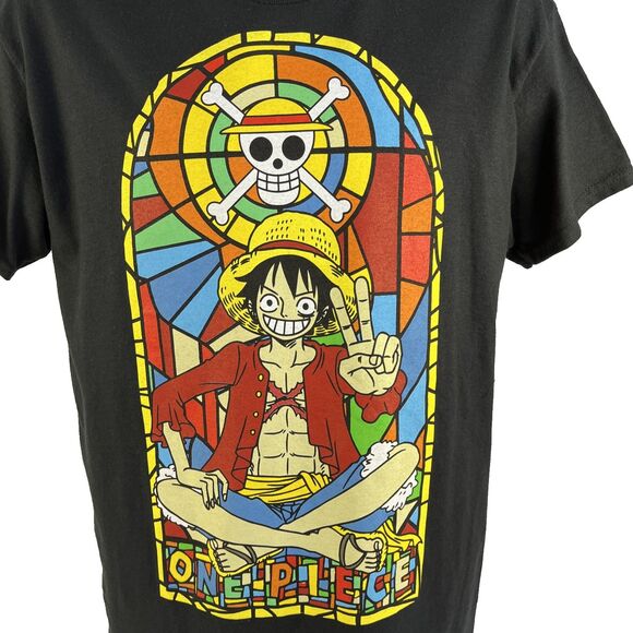New One Piece Luffy Stained Glass Graphic T-Shirt Size Medium NWOT Cotton Anime - Picture 2 of 6